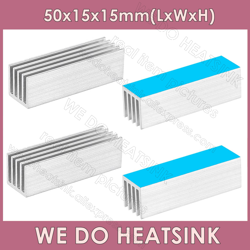 Aluminium Extrusion - 熱接着テープ付き電子レンジ,5個,50x15x15mm,ヒートシンク付き,Gpu用