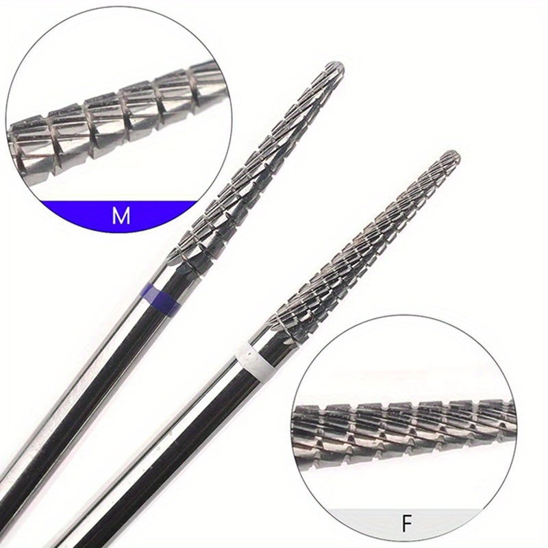 Carbide End Mill - 1/2 個超硬キューティクルクリーンネイルビットコーンネイルドリルビット電気研削バリマニキュアドリル爪アクセサリーツール