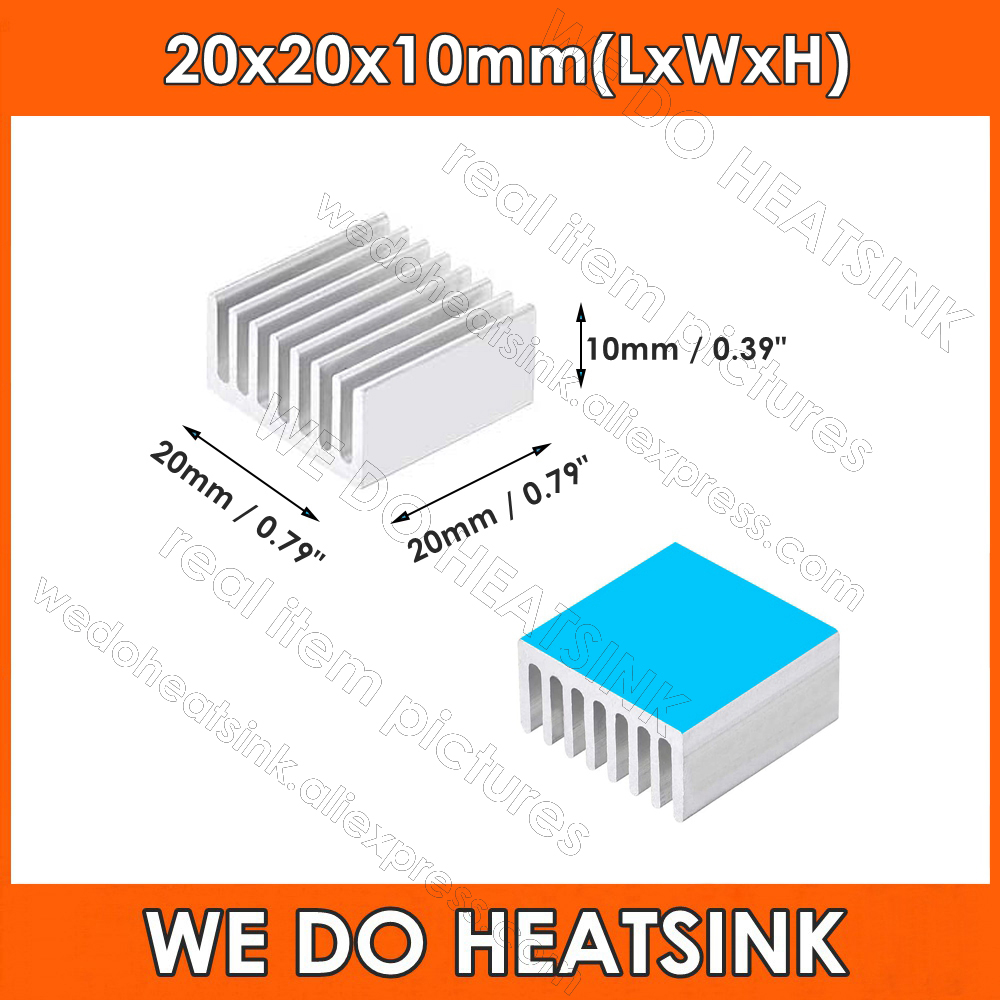 Aluminium Extrusion - シルバースクエアサーマルステッカー20x20x6mm,熱接着剤,アルミニウム,ヒートシンク,電気クーラー