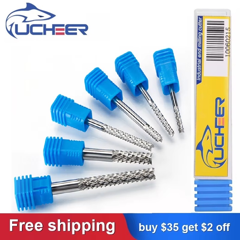 End Mill Set - Ucheer-カーバイドコーンエンドミル、PCBフライス盤、CNCマシン、彫刻用ルータービット、切削工具、3.175, 4、6mmシャンク