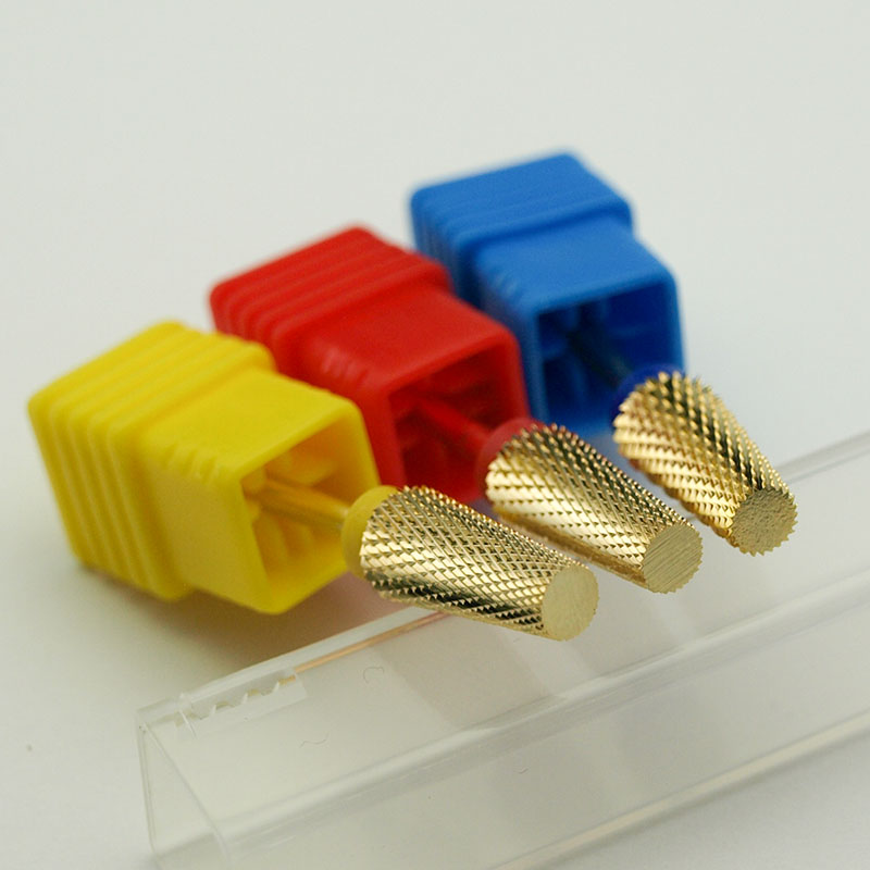 Carbide End Mill - 簡単ネイル新ゴールドカーバイドネイルドリルビットテーパーフライスカッターマニキュア除去ジェル非環式ツール爪ドリルアクセサリー