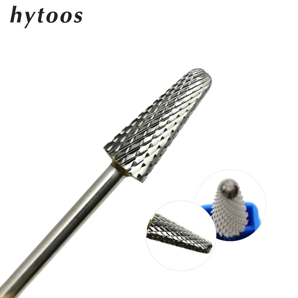 Carbide End Mill - HYTOOS コーンビット 3/32 タングステンカーバイドネイルドリルビットマニキュアバリ除去ジェル電動フライスカッターアクセサリー