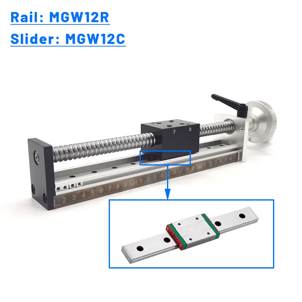 Linear Rail - モーションスライドステージ 100-1000mm有効ストローク ハンドホイール アルミ製スライディングテーブル 500mm/s XYZ軸