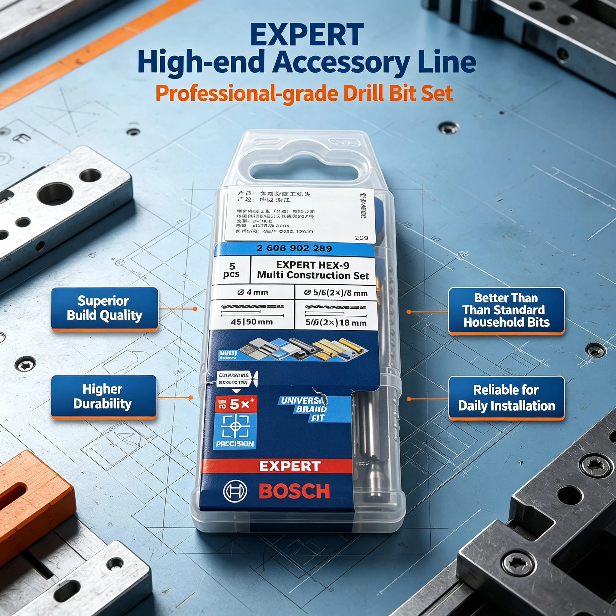 Drill Bit Set - ボッシュ 2608902289 エキスパート HEX-9 マルチコンストラクションドリルビットセット 六角シャンク