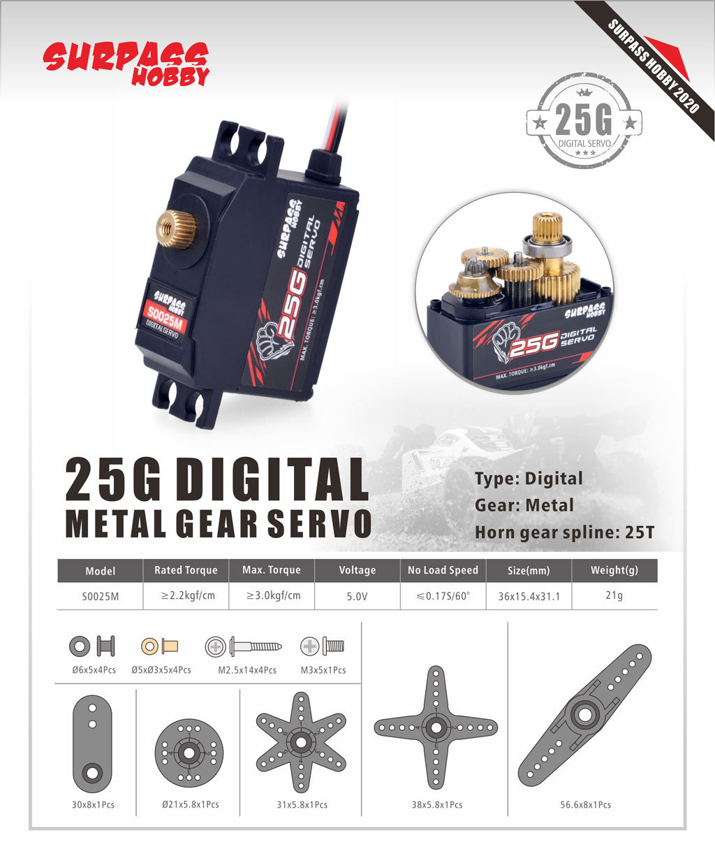 5個入り Surpass Hobby S0025M メタルギ - Servo 9G のレビューと価格