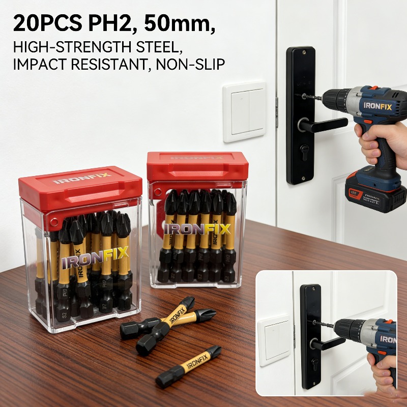 耐久性に優れたPH2ドライバービット20個入り。高硬度S2鋼 - Drill Bit Set のレビューと価格