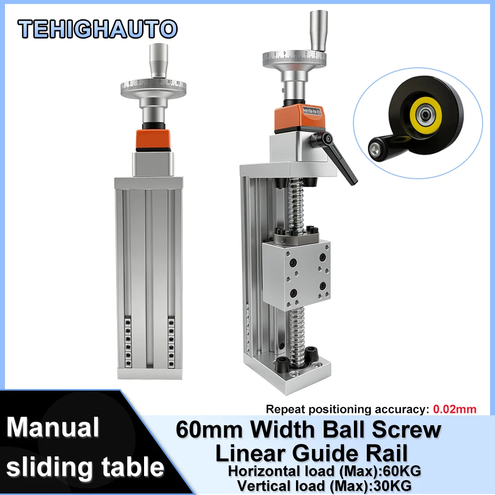 60KG耐荷重手動リニアガイドスライドテーブル 幅60mm  - Linear Rail のレビューと価格